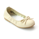 L'Amour Girls Cream Tonal Bow Elastic Ballet Flat - Babychelle.com
