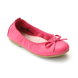 L'Amour Girls Fuchsia Tonal Bow Elastic Ballet Flat - Babychelle.com