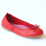 L'Amour Girls Red Tonal Bow Elastic Ballet Flat