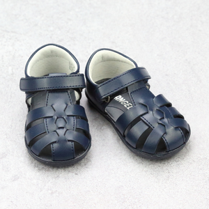Baby Boys Classic Navy Leather Fisherman Sandal - Southern Baby Shoes - Babychelle.com