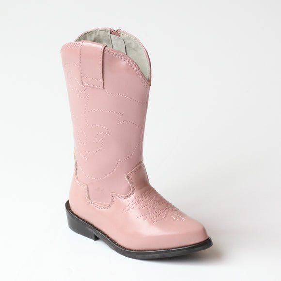 L'Amour Girls Pink Embroidered Cowboy Boots