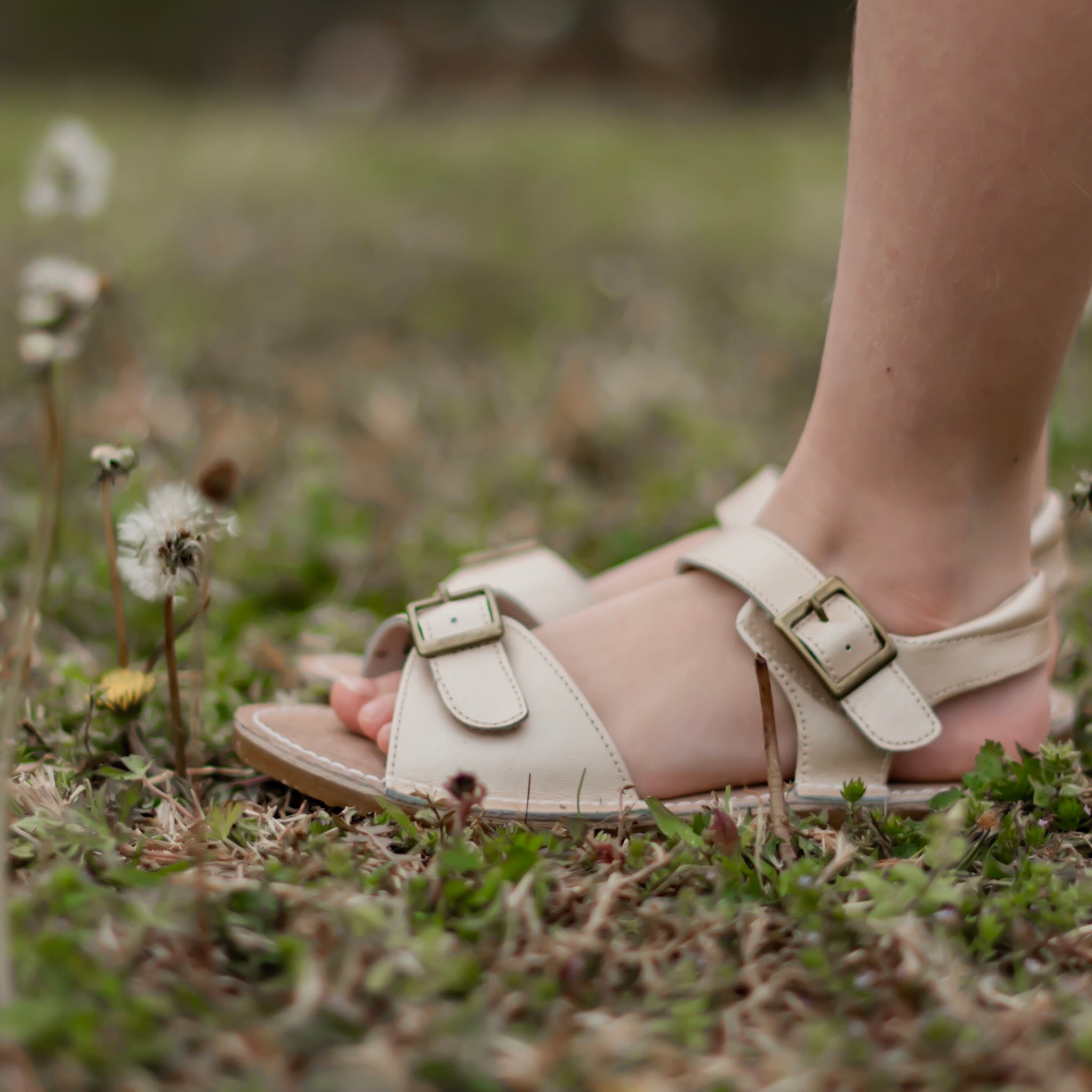 Products L'Amour Girls Olivia Buckled Open Toe Leather Sandals Title L'Amour Girls Olivia Champagne Buckled Open Toe Leather Sandals - Babychelle.com
