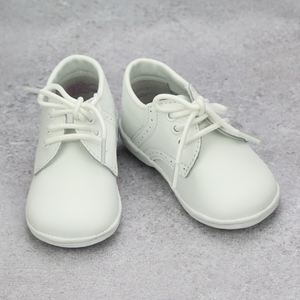 Angel Baby Boys 2157 White Leather Dress Lace Up Oxfords - Heirloom Baby Shoes - Southern Baby Shoes - Babychelle.com