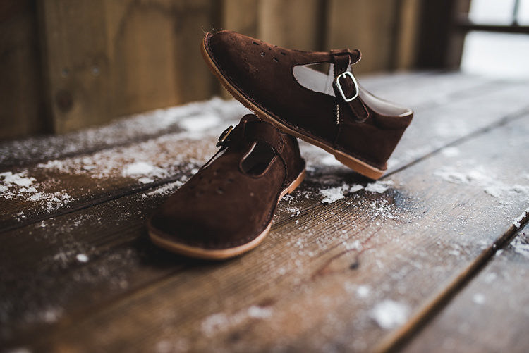 Joy Classic Nubuck Leather Stitch Down T-Strap Mary Jane Nubuck Brown / Toddler 13