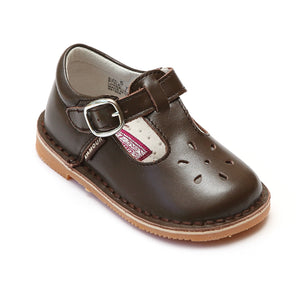 L'Amour Girls Classic 751 Brown Leather Mary Janes - Babychelle.com