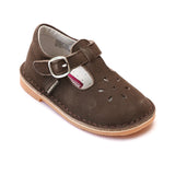 L'Amour Girls Classic Nubuck Brown Leather Mary Janes - Babychelle.com