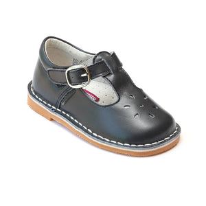 L'Amour Girls Classic 751 Navy Leather Mary Janes - Babychelle.com