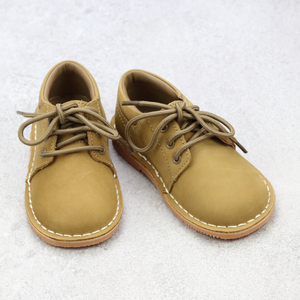 L'Amour Boys Khaki Nubuck Leather Lace Up Shoes - Babychelle.com