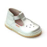 L'Amour Girls Silver Perforated Star T-Strap Mary Jane - Babychelle.com