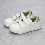 Toddler Girls Kenzie Double Velcro Sweetheart Double Strap White Leather Sneaker -Classic Girls Sneakers Pretty- Babychelle.com