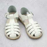 L'Amour Shoes Girls Ashton White Leather Fisherman Sandal - Babychelle.com