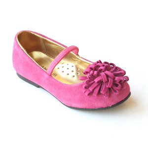 L'Amour Girls A426 Fuchsia Pom Pom Flats