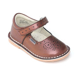 L'Amour Rosegold Medallion Perforated Ankle Strap Leather Stitch Down Mary Janes - Babychelle.com