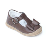 L'Amour Girls Dark Brown Autumn T-Strap Bow Mary Janes - Babychelle.com