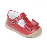 L'Amour Girls Red Autumn T-Strap Bow Mary Janes - Babychelle.com