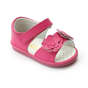Angel Baby Girls Twin Flower Lilac Leather Sandal - Babychelle.com
