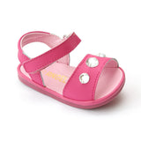 Angel Baby Girls Fuchsia Gemstone Trio Sandal - Babychelle.com