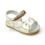 Angel Baby Girls Gold Gemstone Trio Sandal - Babychelle.com