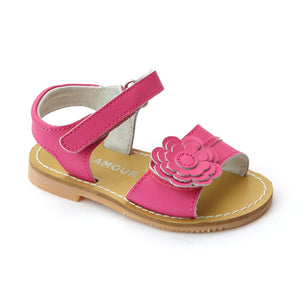 New L'Amour Girls Layered Silver Petal Leather Sandals - Babychelle.com