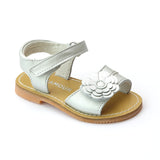 New L'Amour Girls Layered Silver Petal Leather Sandals - Babychelle.com