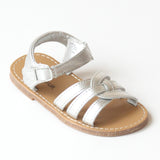 L'Amour Girls B620 Silver Braided Sandals