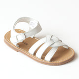 L'Amour Girls B620 White Braided Sandals