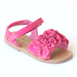 L'Amour Girls Fuchsia Bed of Rosettes Sandal