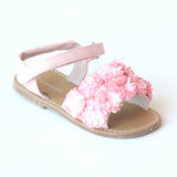 L'Amour Girls Pink Bed of Rosettes Sandal