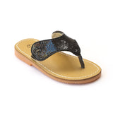 L'Amour Girls Black Glitter Sparkle Thong Sandals - Babychelle.com