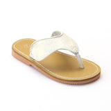 L'Amour Girls White Glitter Sparkle Thong Sandals - Babychelle.com