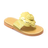 L'Amour Girls Yellow Patent Flower Applique Thong Sandals - Babychelle.com