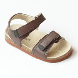 L'Amour Boys Brown Double Strap Cork Sandals