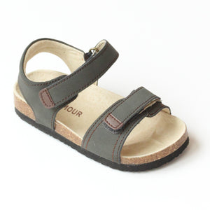 L'Amour Boys Khaki Double Strap Cork Sandals