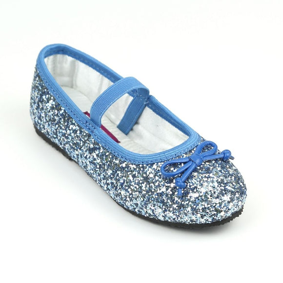 L'Amour Girls Elsa Frozen Blue Glitter Ballet Flats - Babychelle.com
