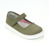 L'Amour Girls Jenna Moss Green Canvas Mary Janes - Babychelle.com