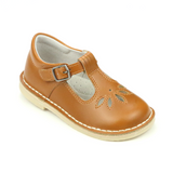 Sienna Vintage Inspired Toddler Classic Mary Janes In Camel Waxed Leather