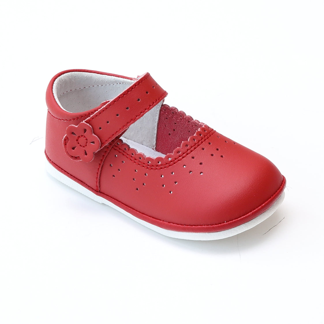La Coqueta Red School Shoes La Coqueta Ivory Leather Toddler Mary