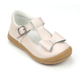 L'Amour Girls Almond Leather T-Strap Bow Mary Janes - Babychelle.com