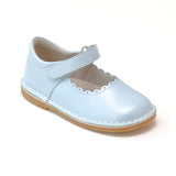 Toddler Girls Pearl Ice Blue Elsa Frozen T-Strap Scalloped Stitch Down Mary Jane by L'Amour Shoes - Babychelle.com