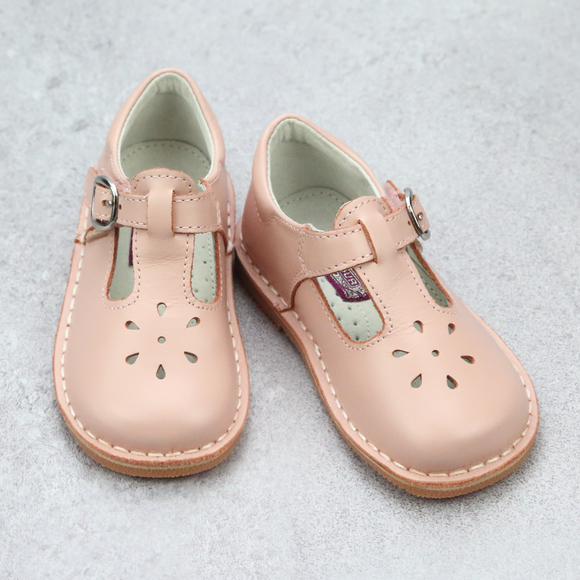 Toddler Girls Classic Pink Leather T-Strap Mary Jane - Vintage Heirloom Shoes - Babychelle.com