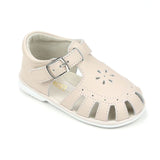 Angel Baby Shoes - Baby Girls Shelby Almond Caged Leather Sandals - Babychelle.com