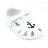 Sawyer Baby Boys Nautical Anchor White Leather Sandal - Babychelle.com