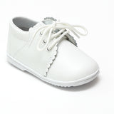 Angel Baby Girls Lacey White Scalloped Lace Up Booties - Babychelle.com