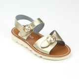 Toddler Girls Gold Hera Buckled Leather Sandal with EVA Wedge
