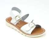 L'Amour Toddler Girls White Classic Hera Buckled Leather Sandal with EVA Wedge