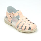 L'Amour Shoes Girls Ashton Apricot Pink Leather Fisherman Sandal - Babychelle.com