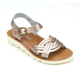 L'Amour Toddler Girls Classic Girls Athena Rosegold Braided Leather Sandal - Vintage Inspired Sandals -Babychelle.com