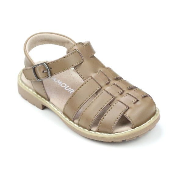 Classic Boys Mocha Fisherman Sandal - Vintage Boys Shoes - Babychelle.com