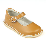 Toddler Girls Stitch Down Honey Brown Leather Mary Jane Shoes - Babychelle.com