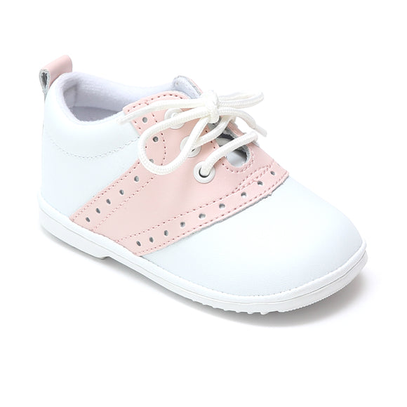 Baby Deer White Leather Saddle Oxford Crib Shoes - Unisex Infant Size 0